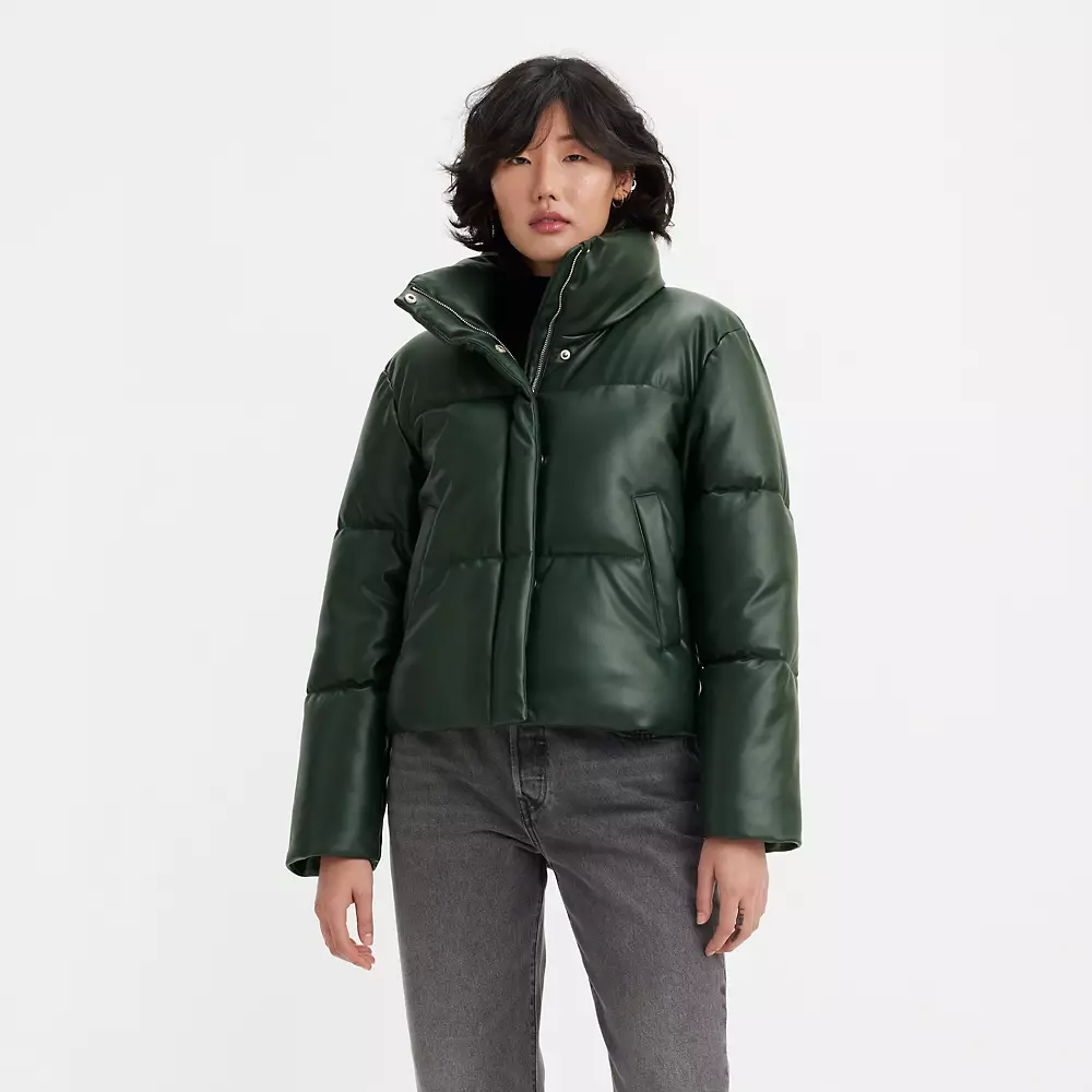 Levi s Faux Leather Puffer Jacket